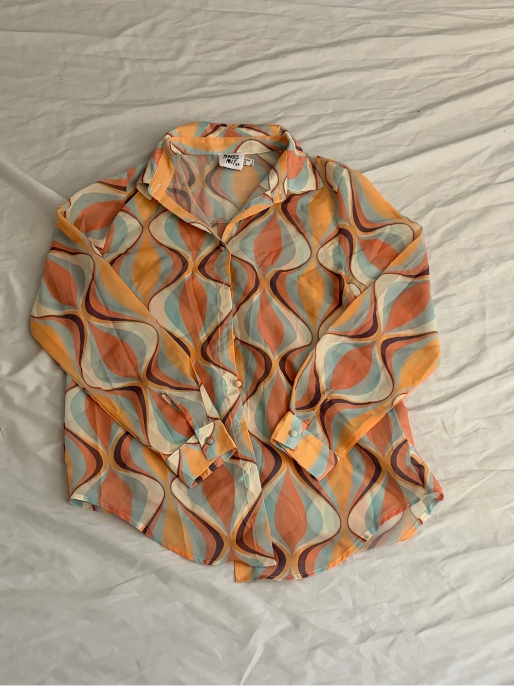 Princess Polly Orange Multi-Color Wave Print Shirt Jacket